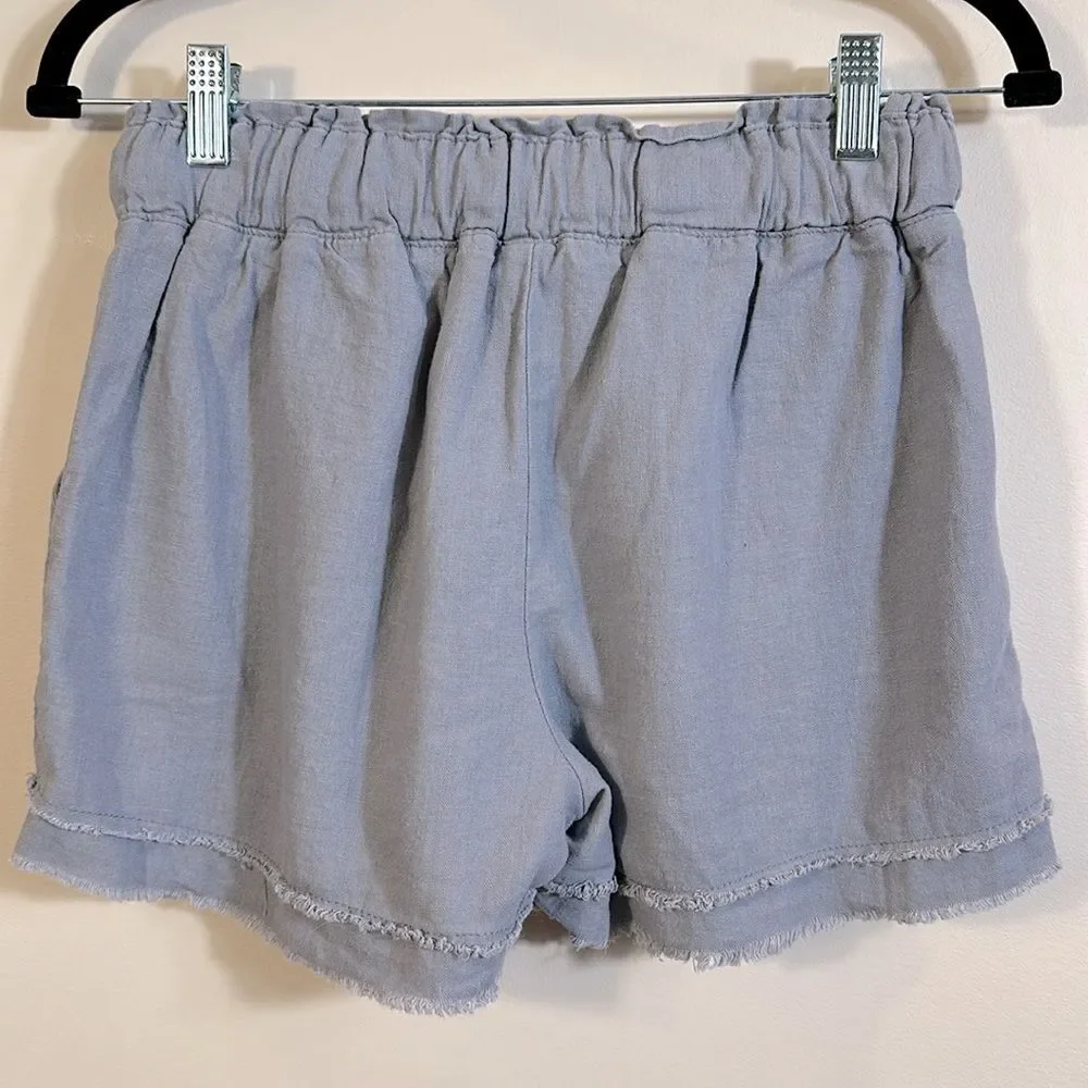 Rewash Women Blue Trooper Femme Utility Linen High Rise Cut Off Shorts Small